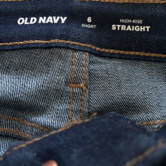 Old Navy Womens High-Rose Straight Jeans, Dark Wash S6 Short - Picture 2 of 7